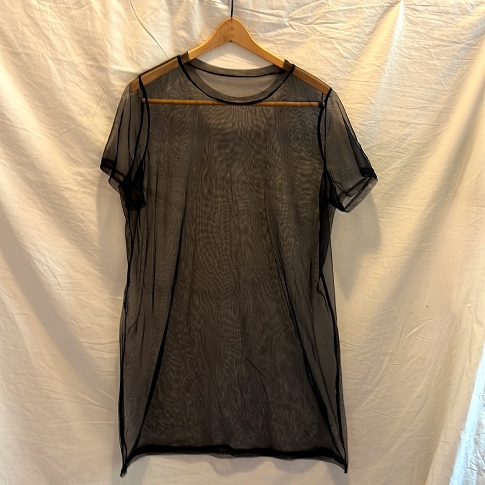 Sheer oversized shirt dress